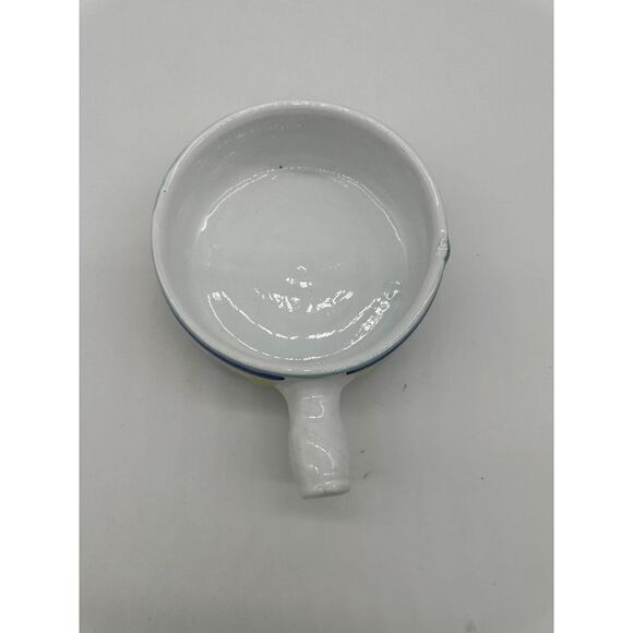 Caleca Italy Ceramic Bowl w/ Handle Hand Painted Dip or Soup Baking Bowl 9 x 3" - Picture 7 of 9